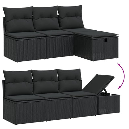 Set Divani da Giardino con Cuscini 7pz Nero Polyrattan | homemem39