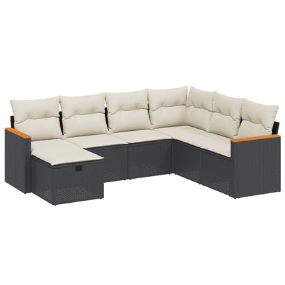 Set Divani da Giardino con Cuscini 7pz Nero Polyrattan - homemem39