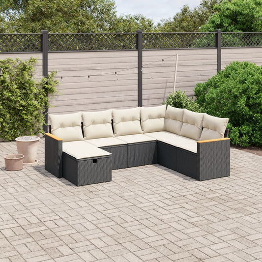 Set Divani da Giardino con Cuscini 7pz Nero Polyrattan - homemem39