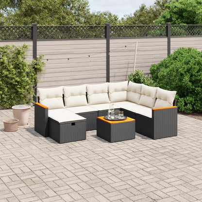Set Divani da Giardino con Cuscini 8 pz Nero in Polyrattan - homemem39