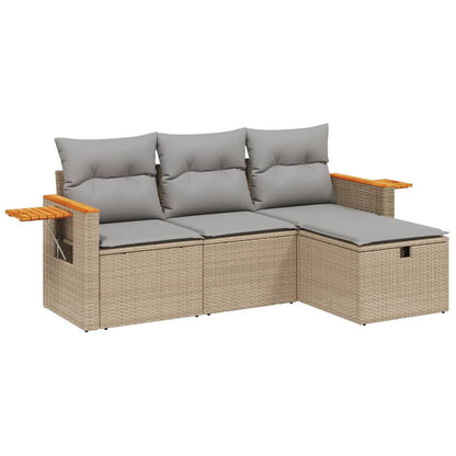 Set Divano da Giardino 4 pz con Cuscini Beige Misto Polyrattan - homemem39