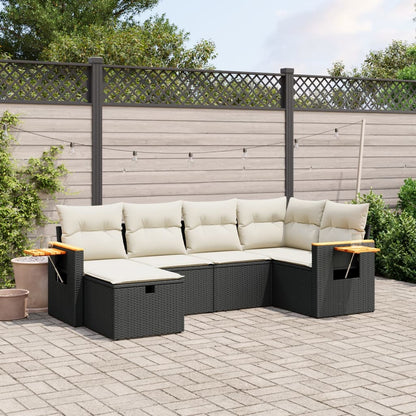 Set Divano da Giardino 6 pz con Cuscini Nero in Polyrattan - homemem39