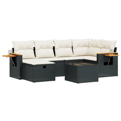 Set Divani da Giardino con Cuscini 7pz Nero Polyrattan | homemem39