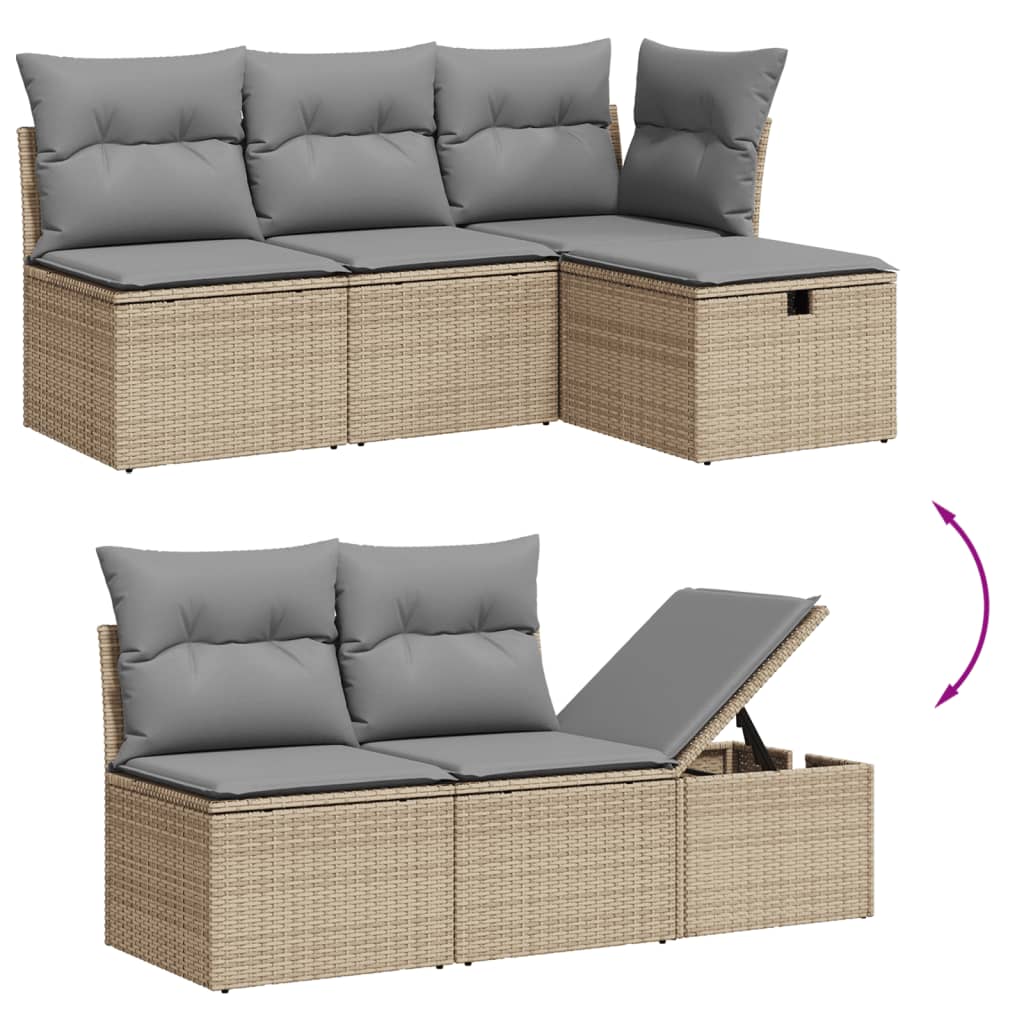 Set Divano da Giardino 7 pz con Cuscini Beige Misto Polyrattan - homemem39