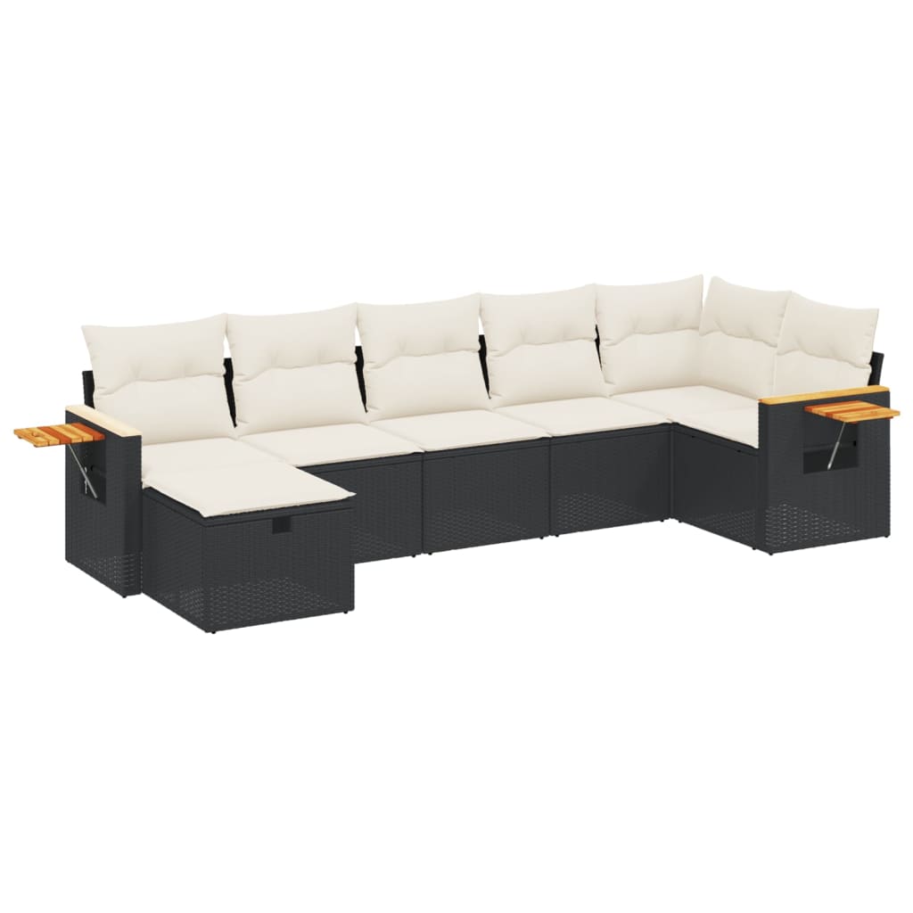 Set Divani da Giardino con Cuscini 7pz Nero Polyrattan - homemem39