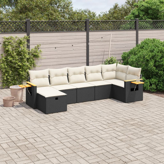 Set Divani da Giardino con Cuscini 7pz Nero Polyrattan - homemem39