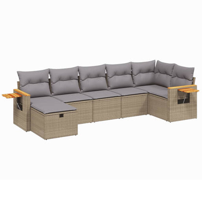Set Divano da Giardino 7 pz con Cuscini Beige Misto Polyrattan - homemem39