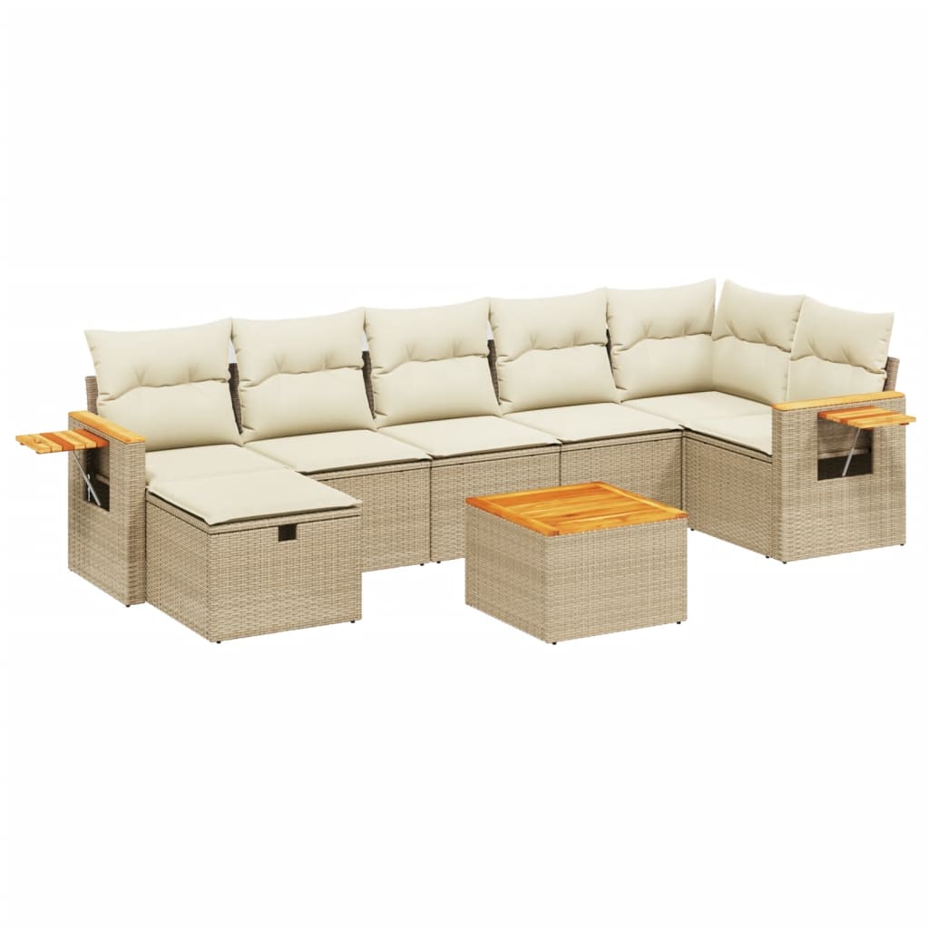 Set Divano da Giardino 8 pz con Cuscini Beige in Polyrattan - homemem39
