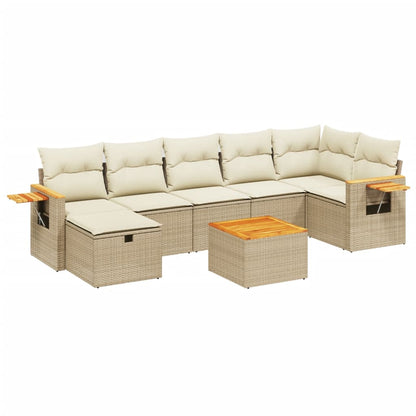 Set Divano da Giardino 8 pz con Cuscini Beige in Polyrattan - homemem39