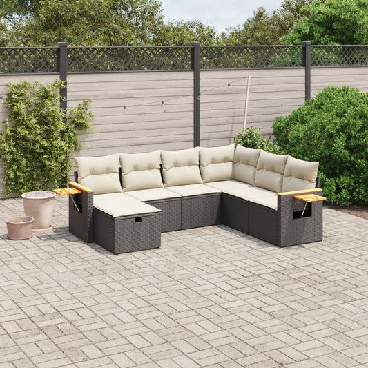 Set Divani da Giardino con Cuscini 7pz Nero Polyrattan - homemem39