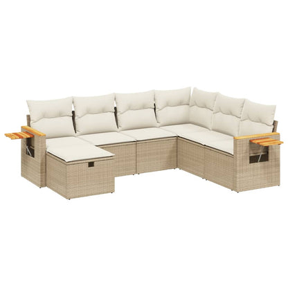 Set Divani da Giardino 7 pz con Cuscini Beige in Polyrattan - homemem39