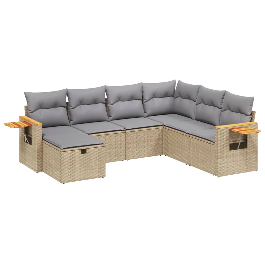 Set Divano da Giardino 7 pz con Cuscini Beige Misto Polyrattan - homemem39