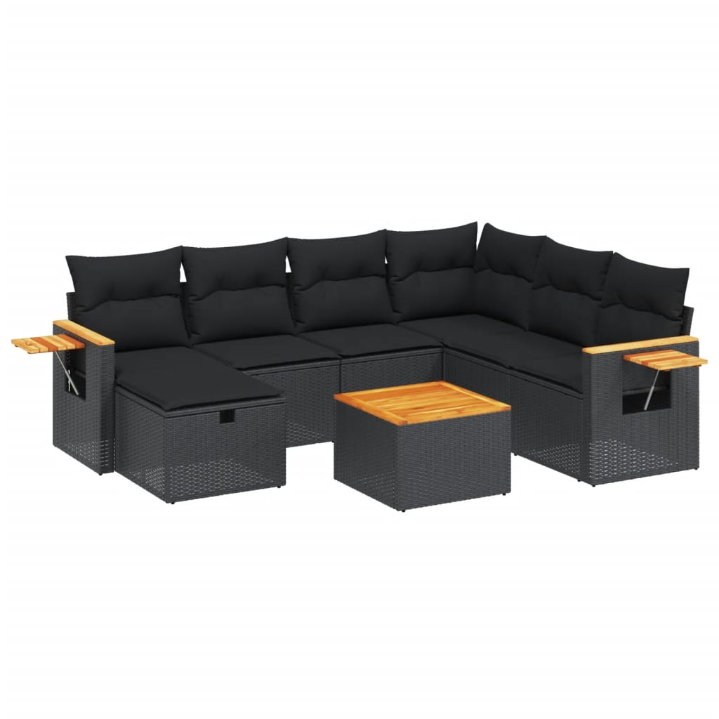 Set Divani da Giardino con Cuscini 8 pz Nero in Polyrattan | homemem39