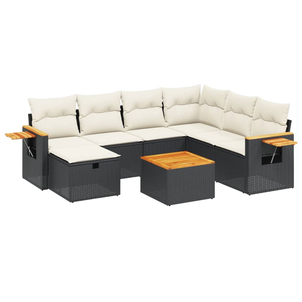Set Divani da Giardino con Cuscini 8 pz Nero in Polyrattan - homemem39