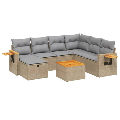 Set Divano da Giardino 8 pz con Cuscini Beige Misto Polyrattan - homemem39
