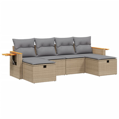 Set Divano da Giardino 6 pz con Cuscini Beige Misto Polyrattan - homemem39