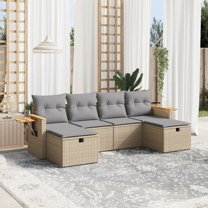 Set Divano da Giardino 6 pz con Cuscini Beige Misto Polyrattan - homemem39