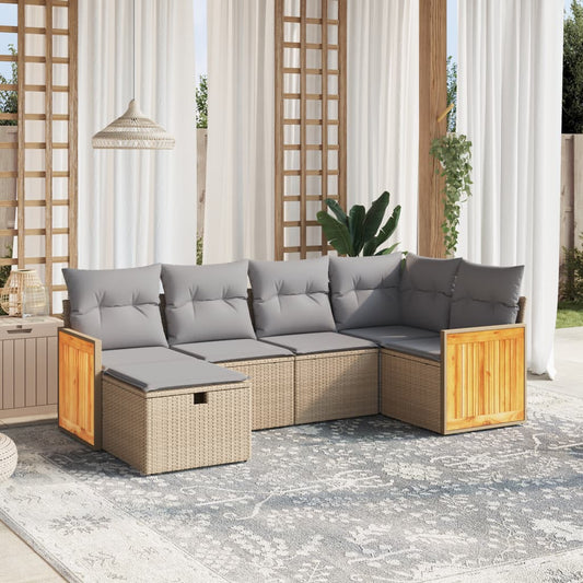 Set Divano da Giardino 6 pz con Cuscini Beige Misto Polyrattan - homemem39