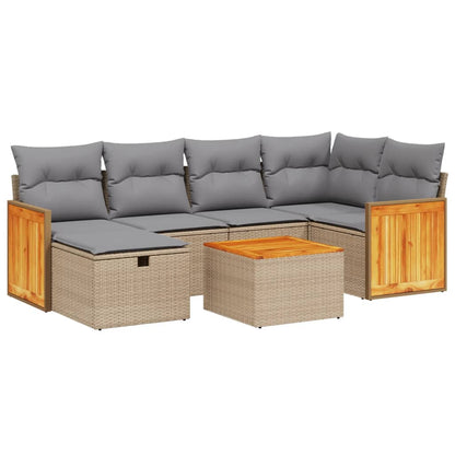 Set Divano da Giardino 7 pz con Cuscini Beige Misto Polyrattan - homemem39