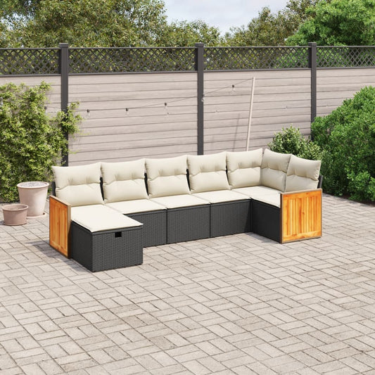 Set Divani da Giardino con Cuscini 7pz Nero Polyrattan - homemem39