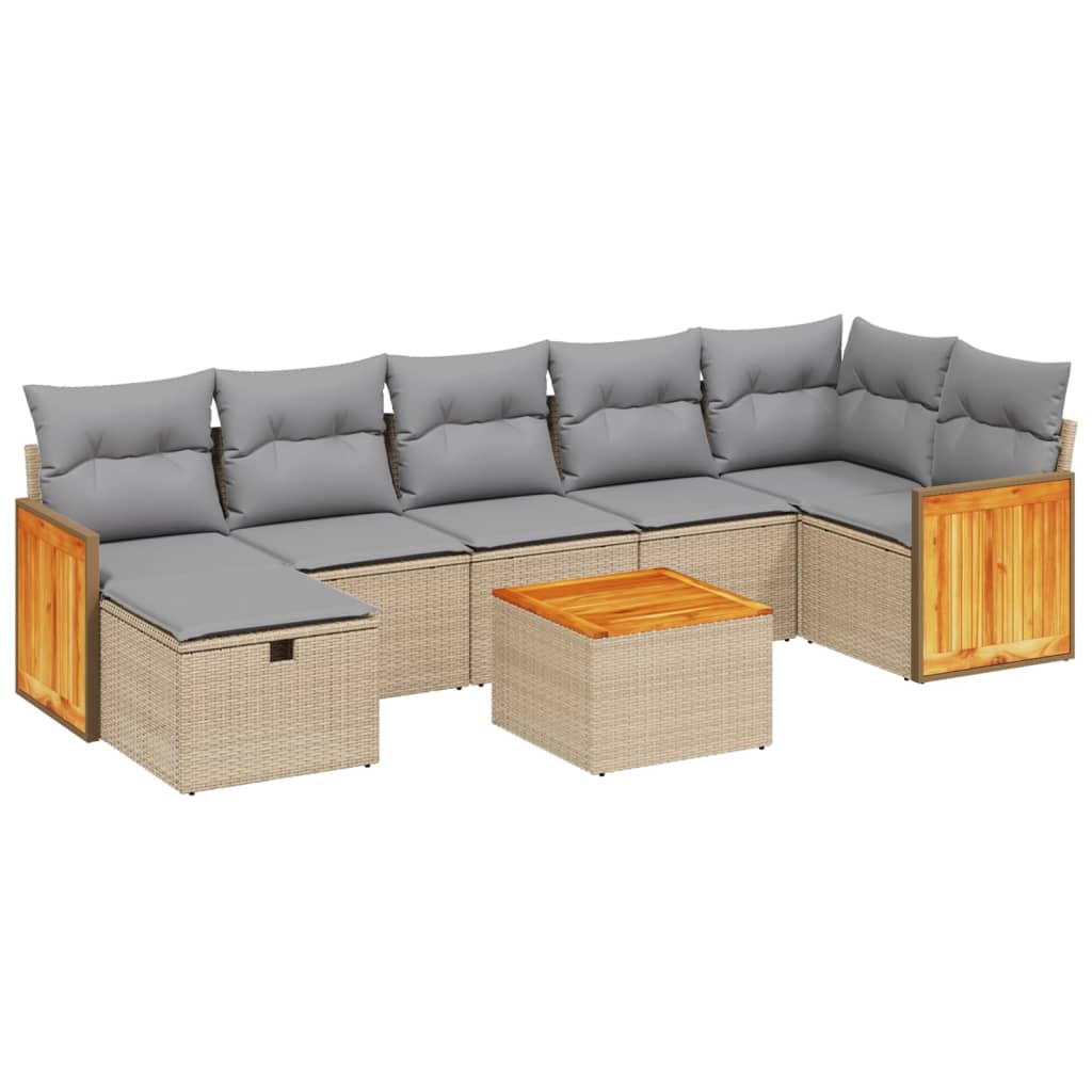 Set Divano da Giardino 8 pz con Cuscini Beige Misto Polyrattan - homemem39