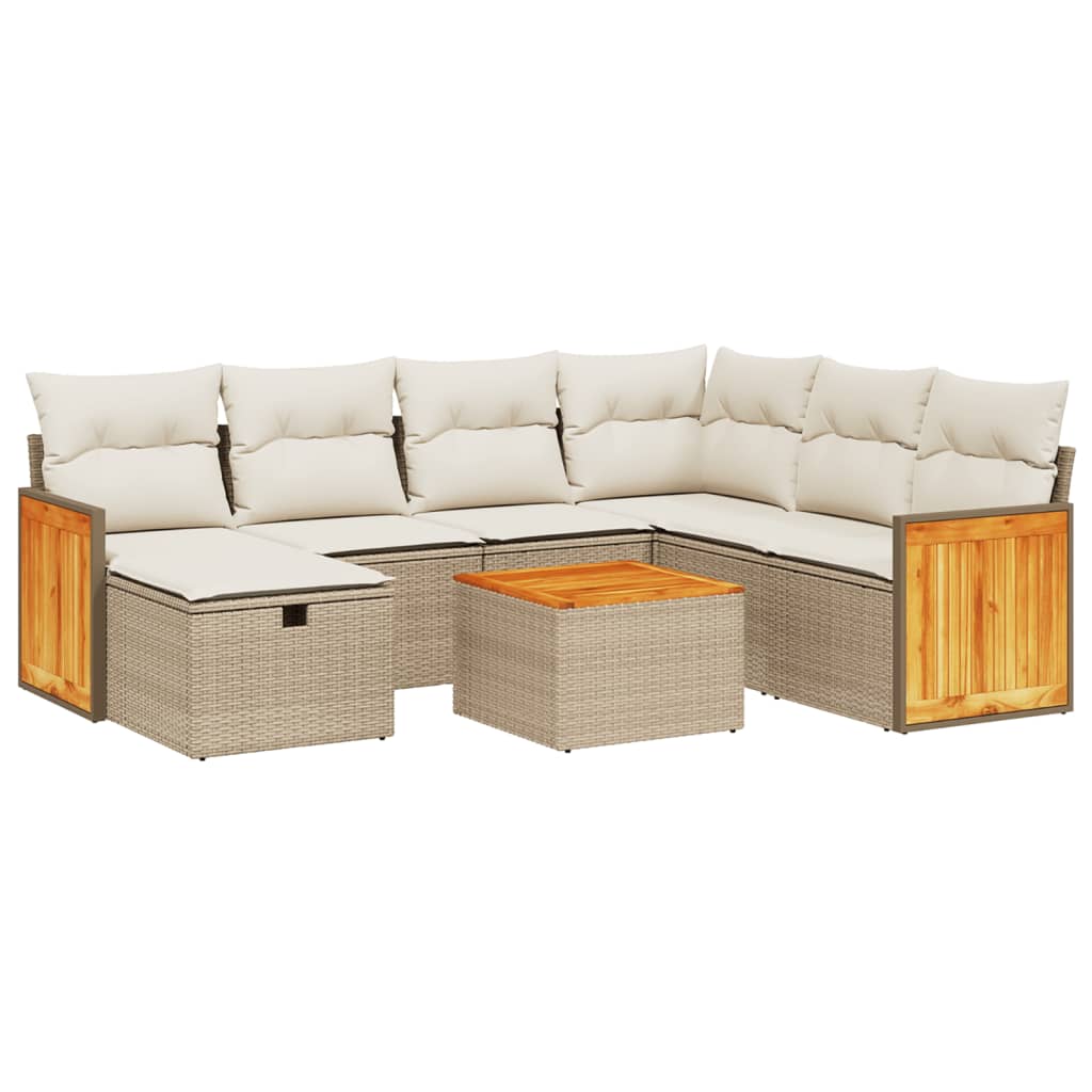 Set Divano da Giardino 8 pz con Cuscini Beige in Polyrattan - homemem39