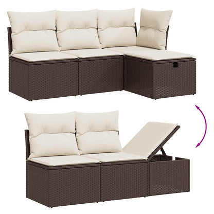 Set Divani da Giardino 10pz con Cuscini in Polyrattan Marrone - homemem39