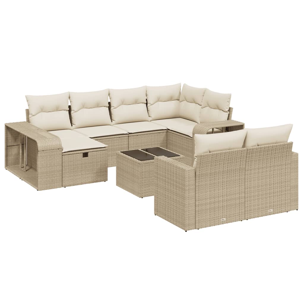 Set Divani da Giardino 11 pz con Cuscini Beige in Polyrattan - homemem39