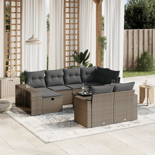 Set Divani da Giardino 11 pz con Cuscini in Polyrattan Grigio - homemem39