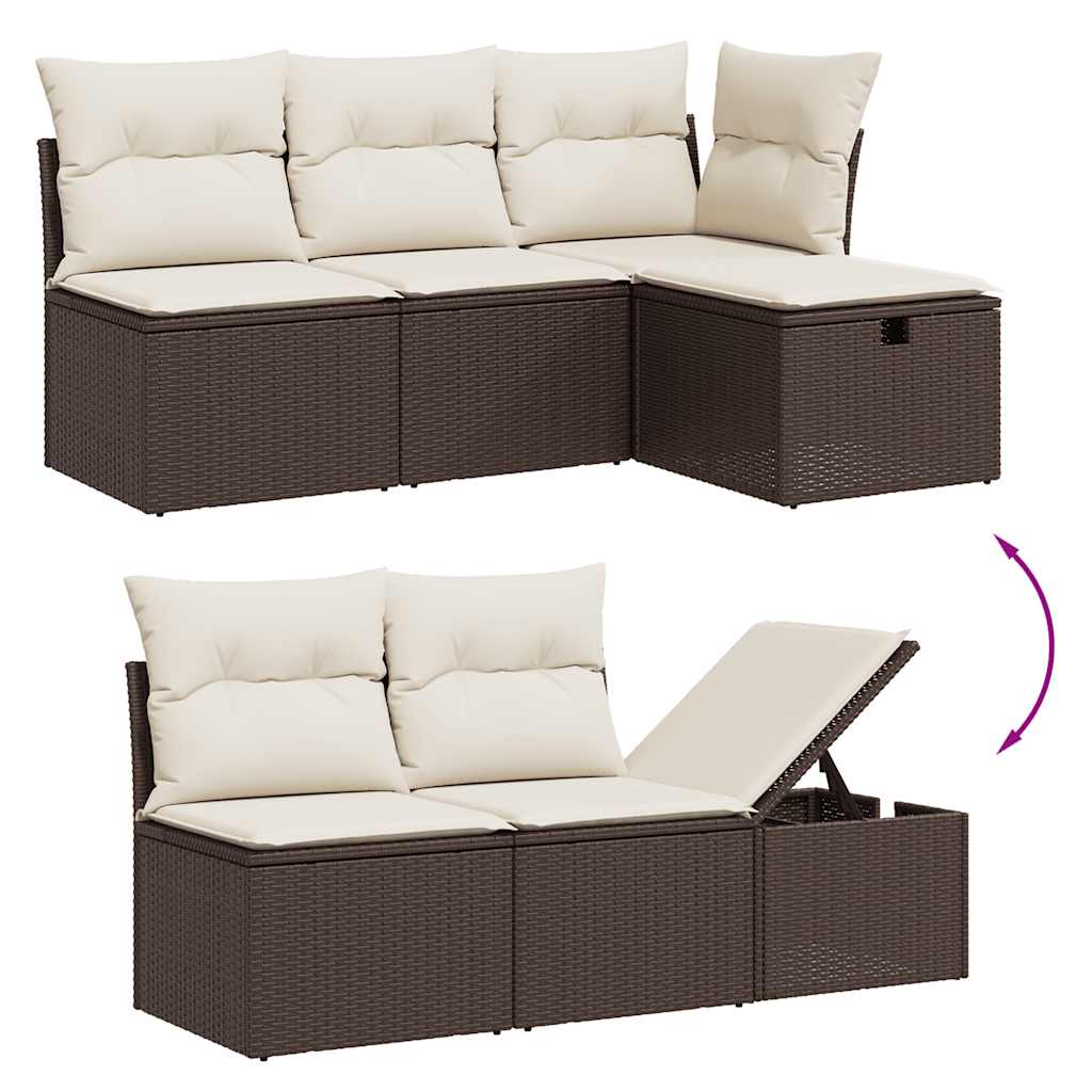 Set Divani da Giardino 11 pz con Cuscini Polyrattan Marrone - homemem39