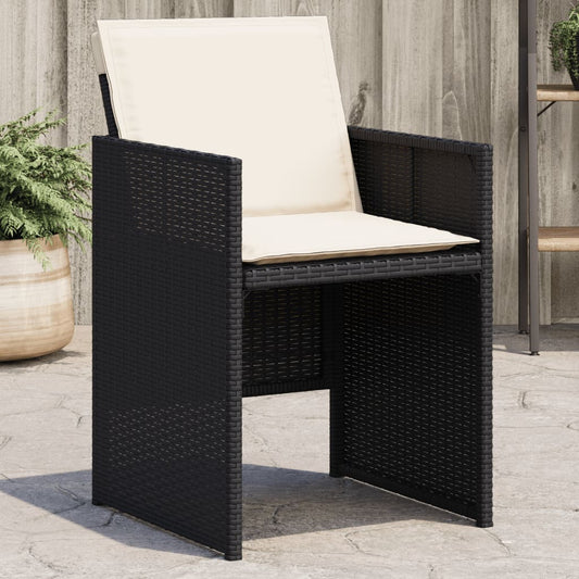 Sedie da Giardino con Cuscini 4 pz Nere in Polyrattan | homemem39