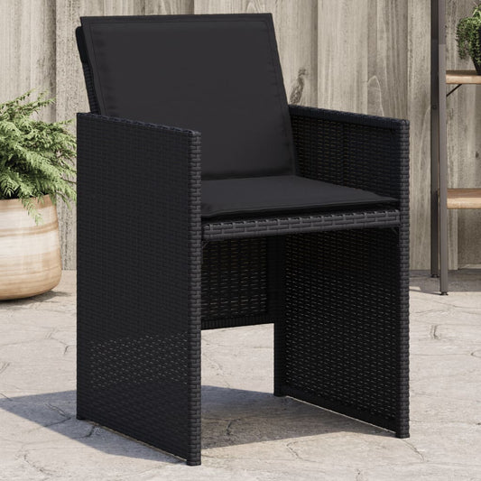 Sedie da Giardino con Cuscini 4 pz Nere in Polyrattan | homemem39