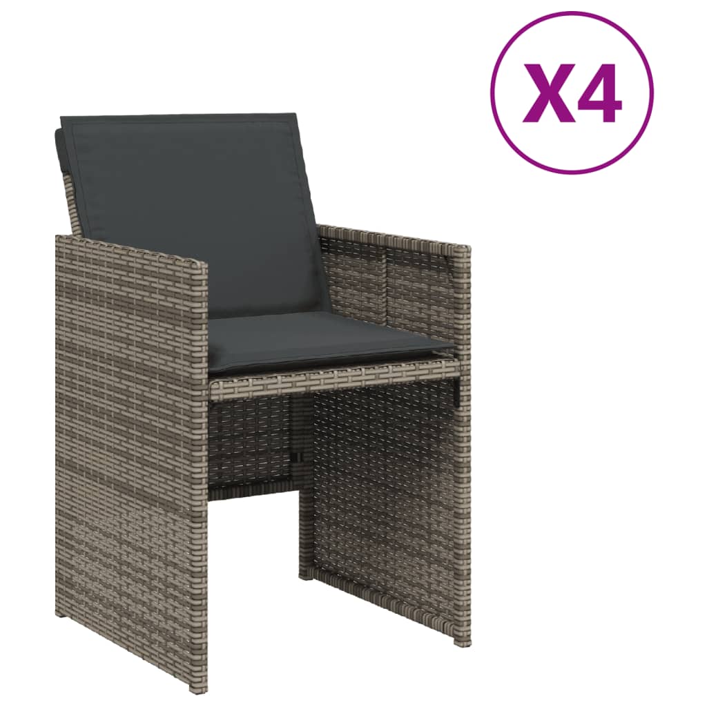 Sedie da Giardino con Cuscini 4pz Grigio in Polyrattan - homemem39