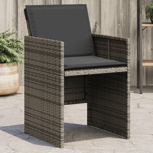 Sedie da Giardino con Cuscini 4pz Grigio in Polyrattan | homemem39