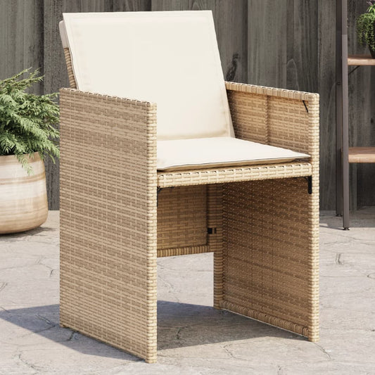 Sedie da Giardino con Cuscini 4 pz Beige in Polyrattan | homemem39