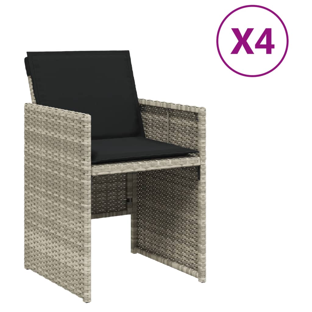 Sedie da Giardino con Cuscini 4 pz Grigio Chiaro in Polyrattan - homemem39