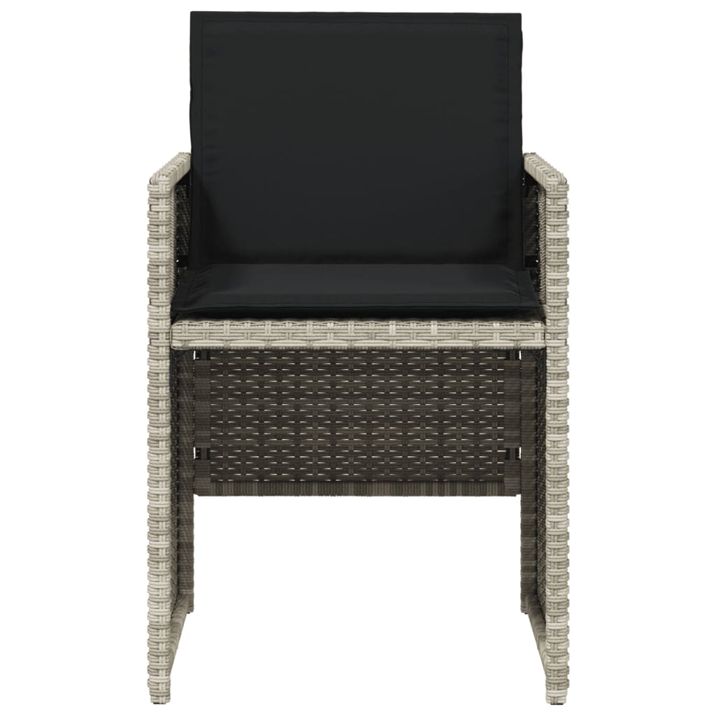 Sedie da Giardino con Cuscini 4 pz Grigio Chiaro in Polyrattan - homemem39