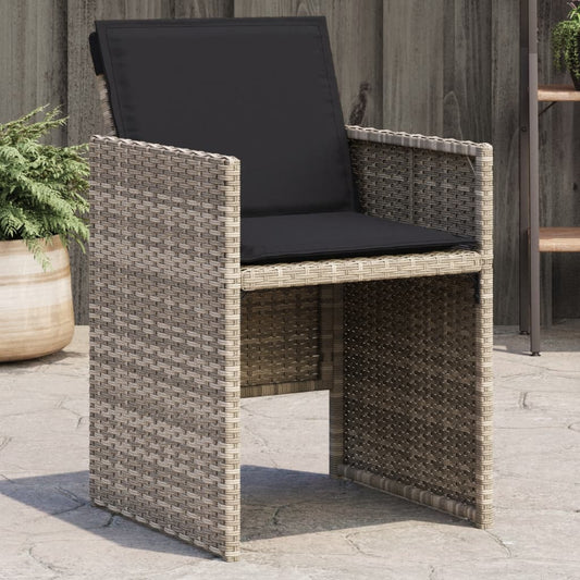 Sedie da Giardino con Cuscini 4 pz Grigio Chiaro in Polyrattan | homemem39