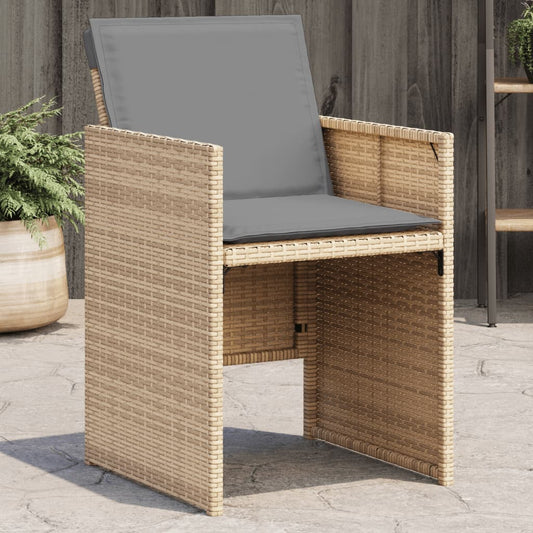 Sedie da Giardino con Cuscini 4 pz Beige Misto in Polyrattan - homemem39