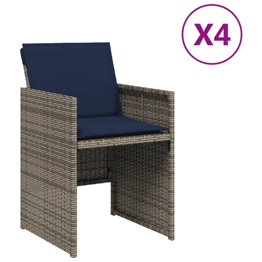 Sedie da Giardino con Cuscini 4pz Grigio in Polyrattan - homemem39