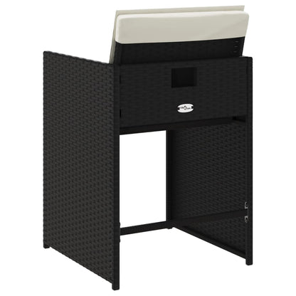 Sedie da Giardino con Cuscini 4 pz Nere in Polyrattan - homemem39