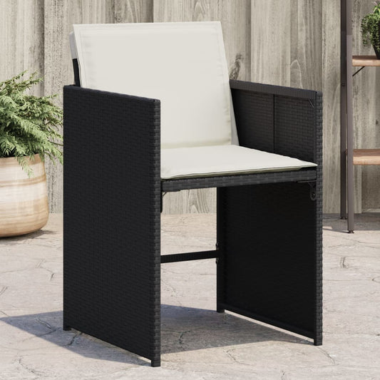 Sedie da Giardino con Cuscini 4 pz Nere in Polyrattan | homemem39