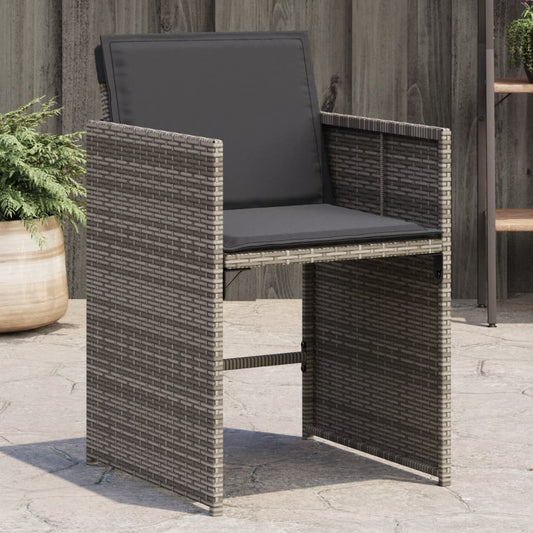 Sedie da Giardino con Cuscini 4pz Grigio in Polyrattan | homemem39