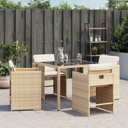 Sedie da Giardino con Cuscini 4 pz Beige in Polyrattan - homemem39
