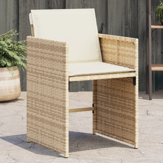Sedie da Giardino con Cuscini 4 pz Beige in Polyrattan | homemem39
