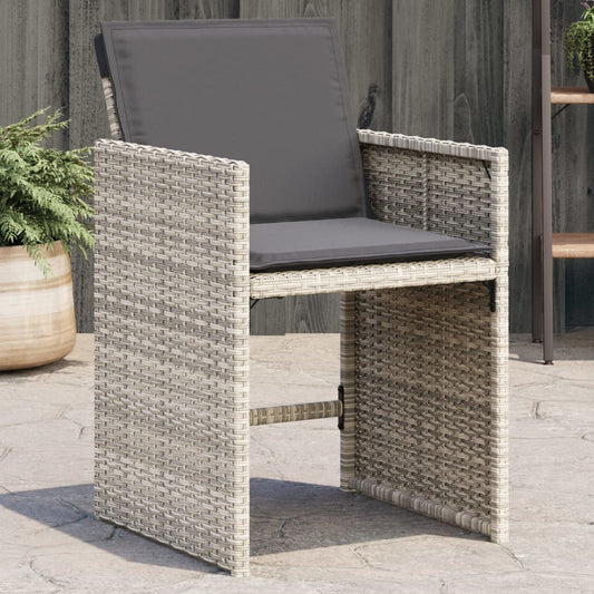 Sedie da Giardino con Cuscini 4 pz Grigio Chiaro in Polyrattan | homemem39