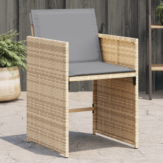 Sedie da Giardino con Cuscini 4 pz Beige Misto in Polyrattan | homemem39