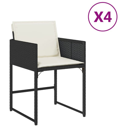 Sedie da Giardino con Cuscini 4 pz Nere in Polyrattan - homemem39