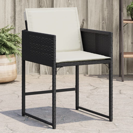 Sedie da Giardino con Cuscini 4 pz Nere in Polyrattan | homemem39