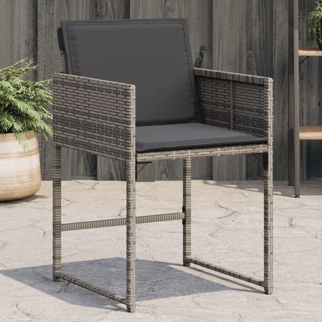Sedie da Giardino con Cuscini 4pz Grigio in Polyrattan - homemem39